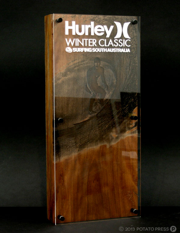 Hurley-Winter-Classic-2013-major-prize-1st-place-trophy-detailed-close-up-surf-design-wood-laseretch-etch-timber-custom-trophy