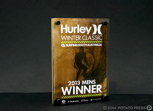 Hurley-Winter-Classic-2013-mens-winner-victory-pose-title-trophy-detailed-close-up-surf-design-wood-laseretch-etch-timber-custom-trophy