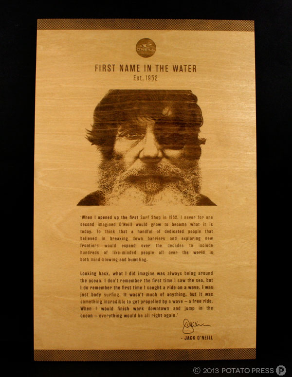 O'neill-board-full-shot-timber-etch-laser-design-portrait-wood-custom-ply-plaque